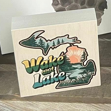 Michigan Wake and Lake State Outdoor Recreation Sign Choose Size Style